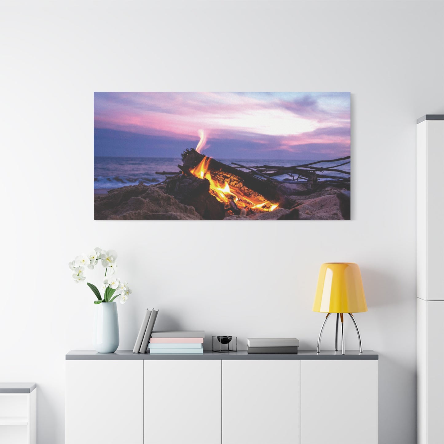 Canvas Wall Art -- Beach Campfire Sunset