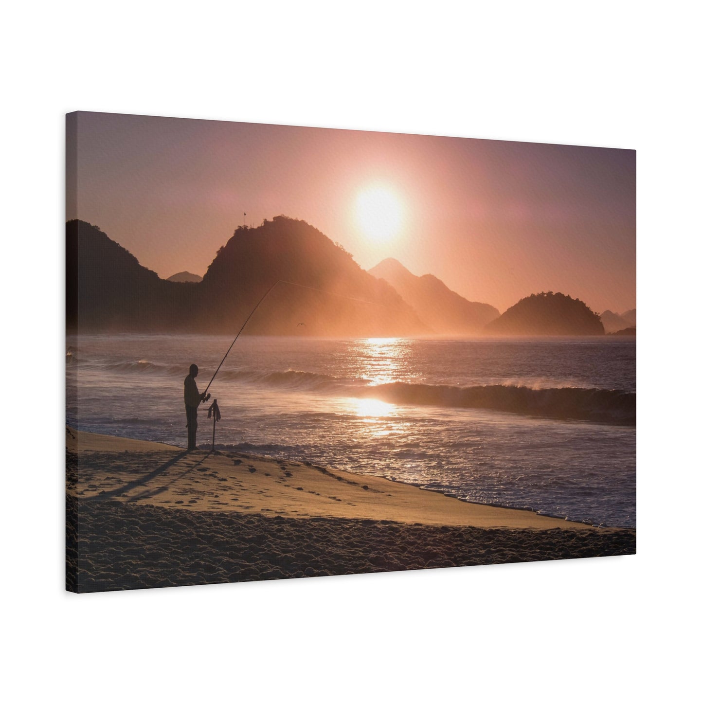 Fishing Sunset Canvas Print – Coastal Wall Art