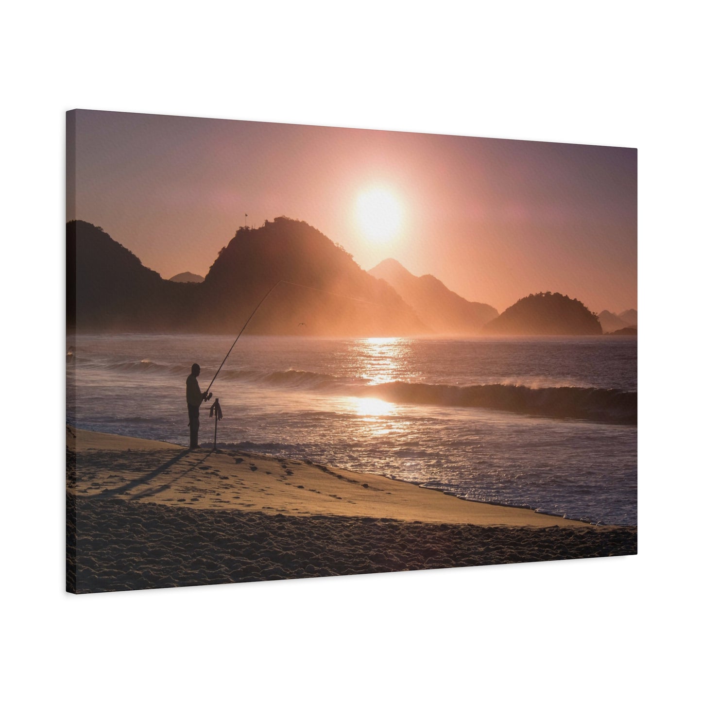 Fishing Sunset Canvas Print – Coastal Wall Art