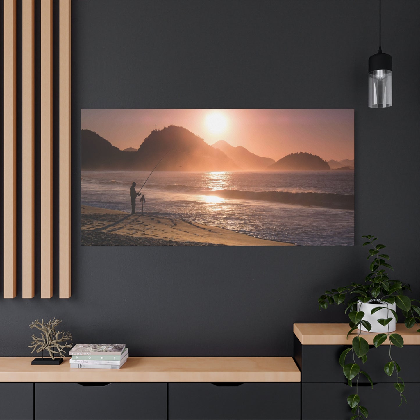 Fishing Sunset Canvas Print – Coastal Wall Art