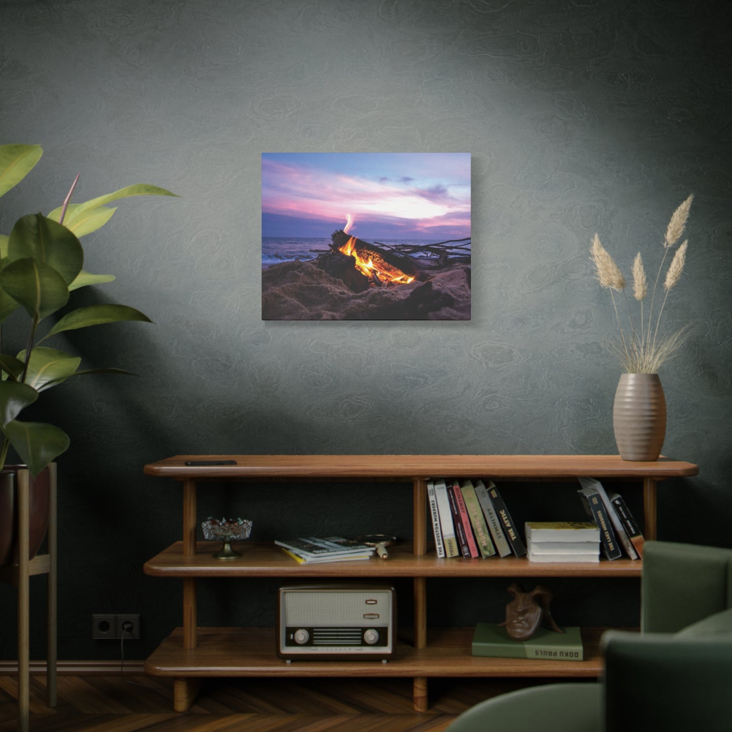 Canvas Wall Art -- Beach Campfire Sunset