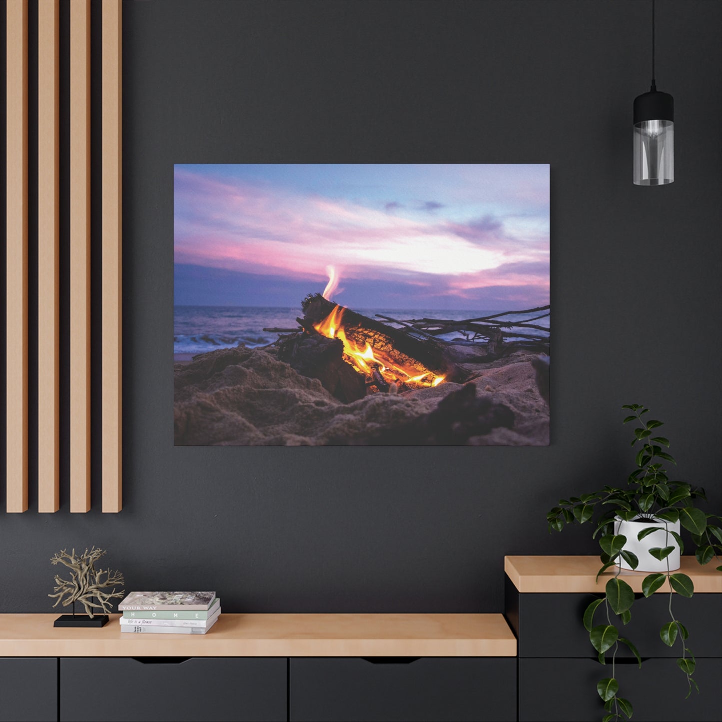 Canvas Wall Art -- Beach Campfire Sunset