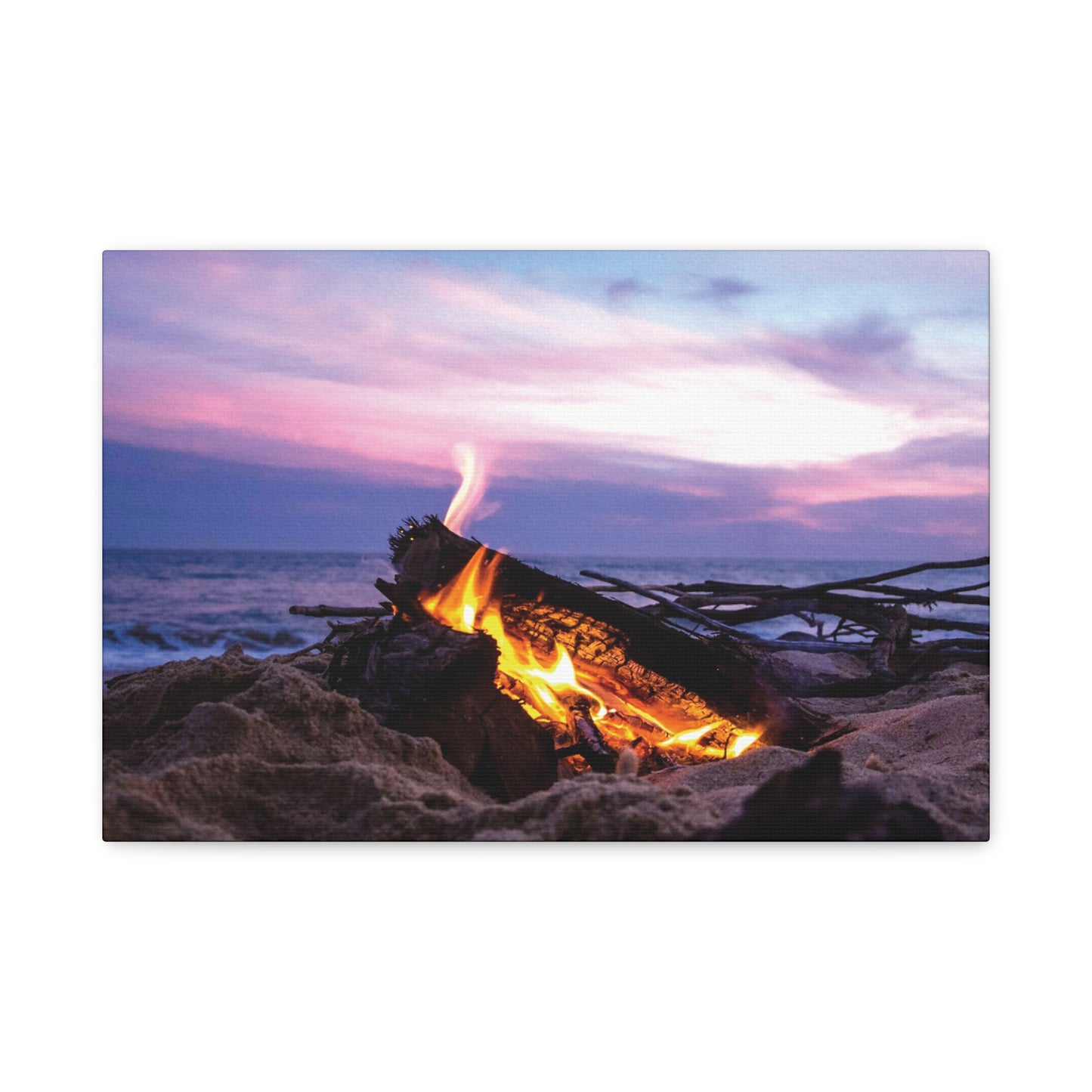 Canvas Wall Art -- Beach Campfire Sunset