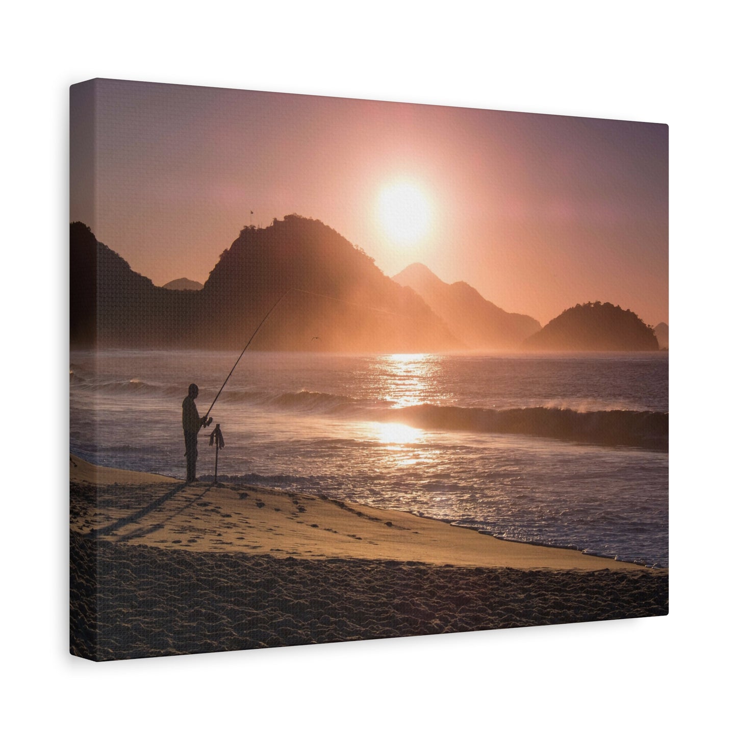 Fishing Sunset Canvas Print – Coastal Wall Art