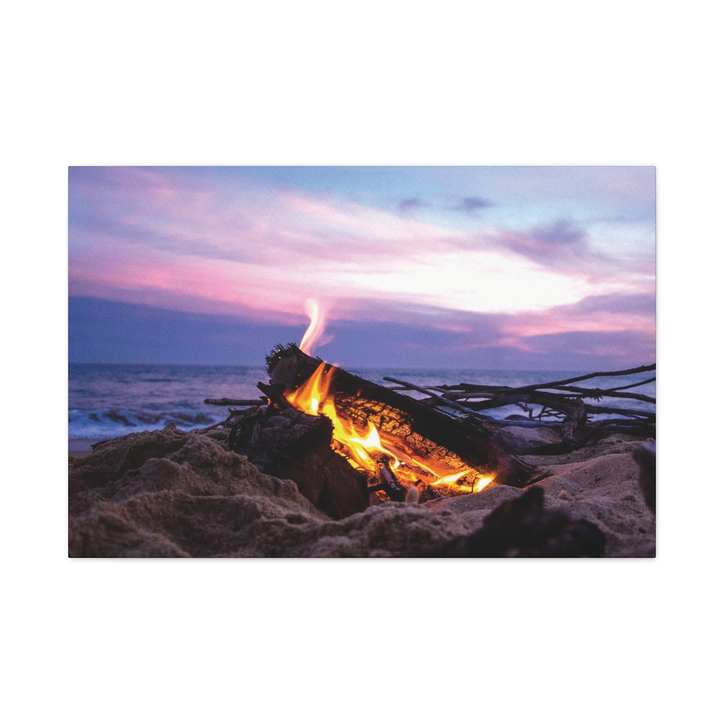 Canvas Wall Art -- Beach Campfire Sunset