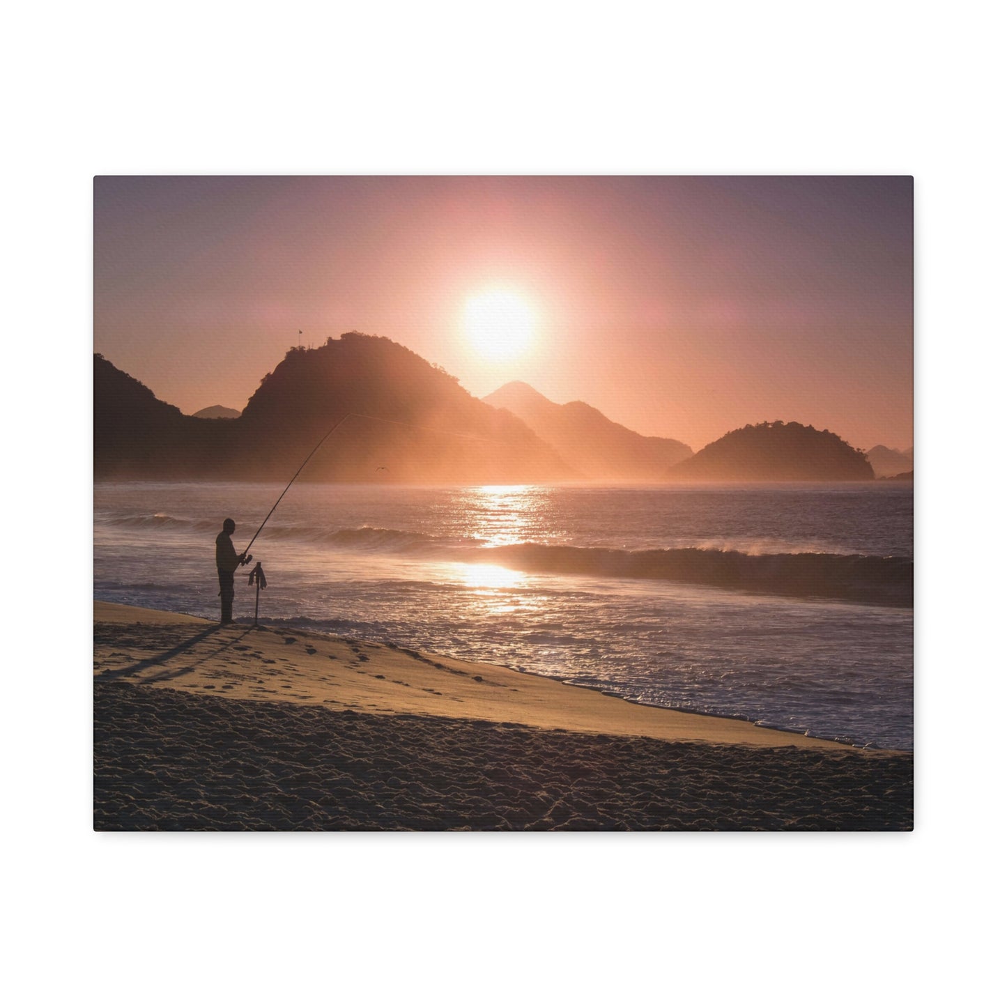 Fishing Sunset Canvas Print – Coastal Wall Art