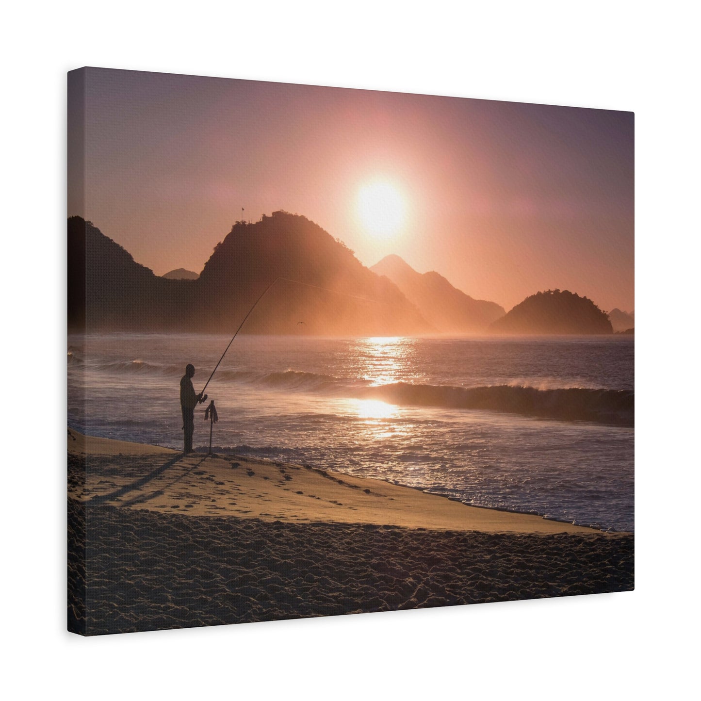 Fishing Sunset Canvas Print – Coastal Wall Art