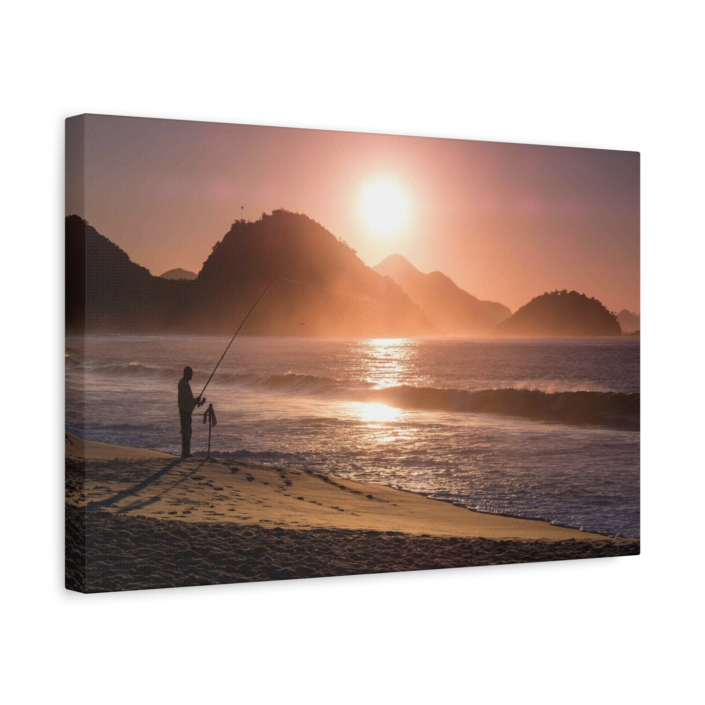 Fishing Sunset Canvas Print – Coastal Wall Art
