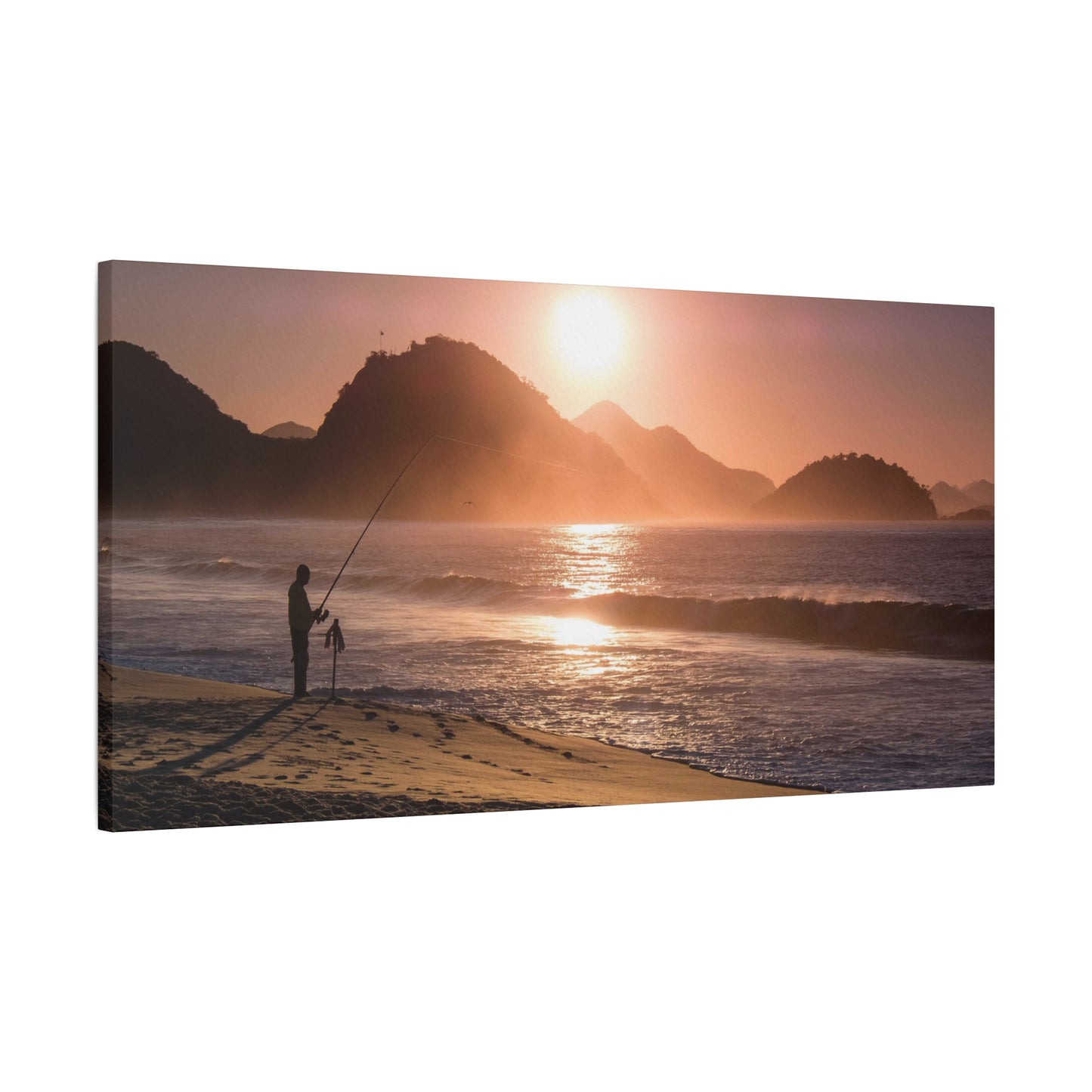 Fishing Sunset Canvas Print – Coastal Wall Art