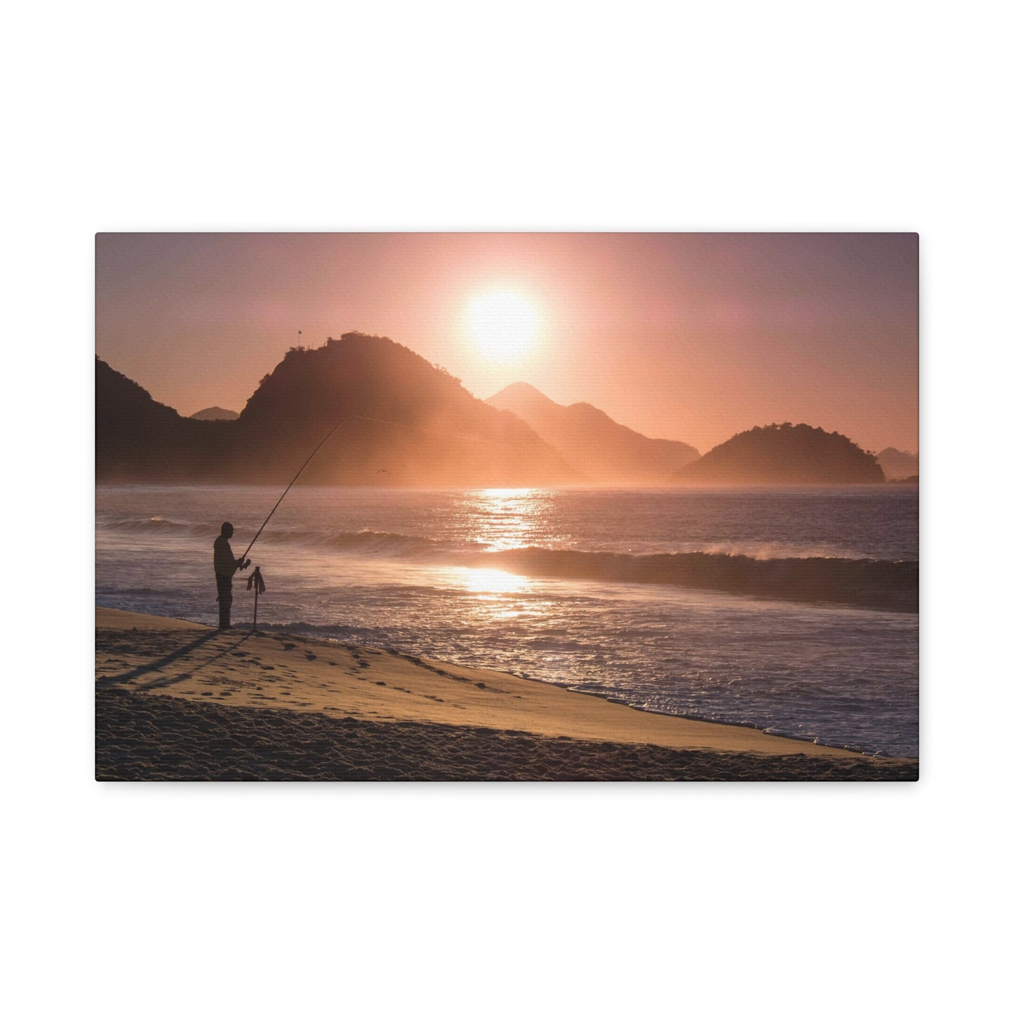 Fishing Sunset Canvas Print – Coastal Wall Art