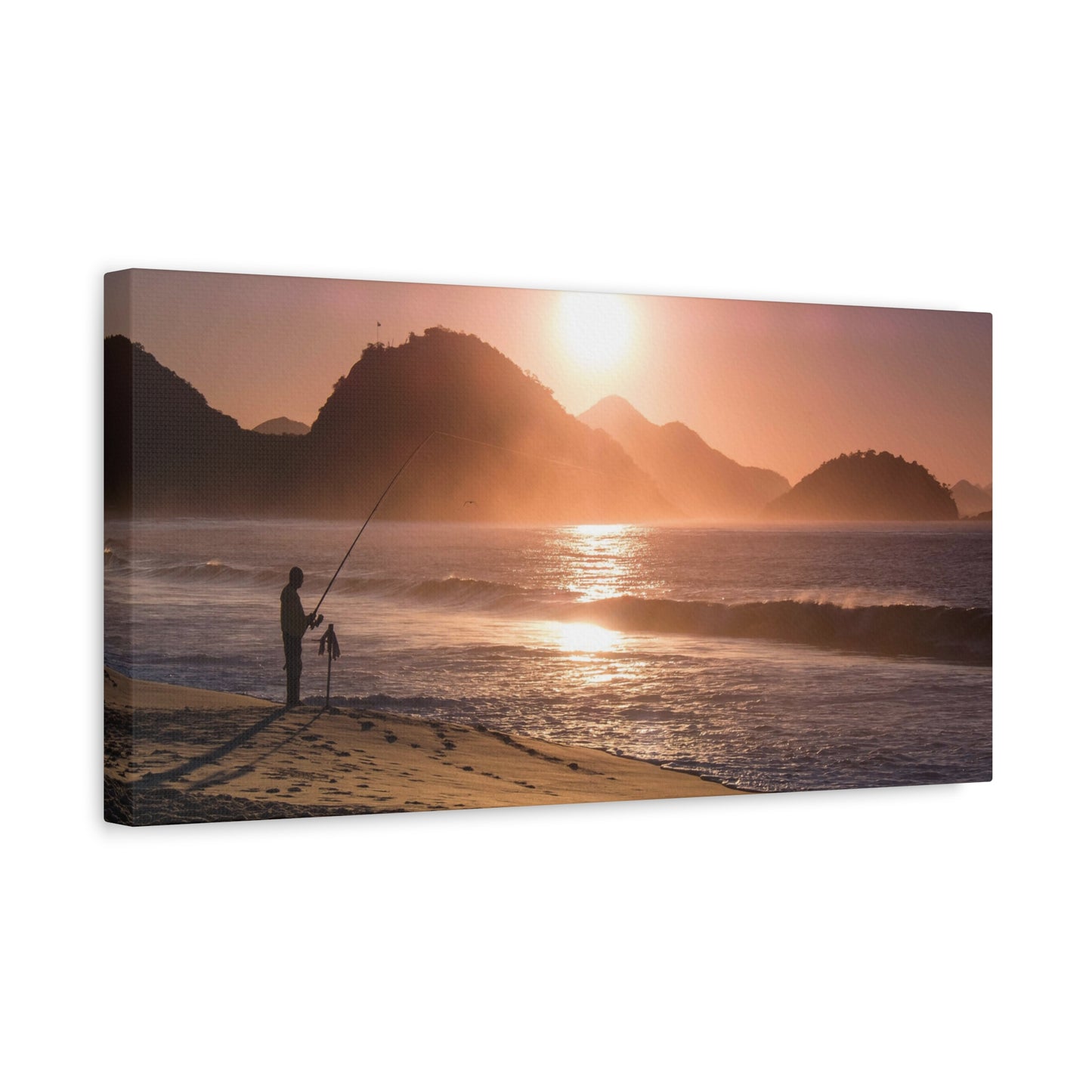 Fishing Sunset Canvas Print – Coastal Wall Art