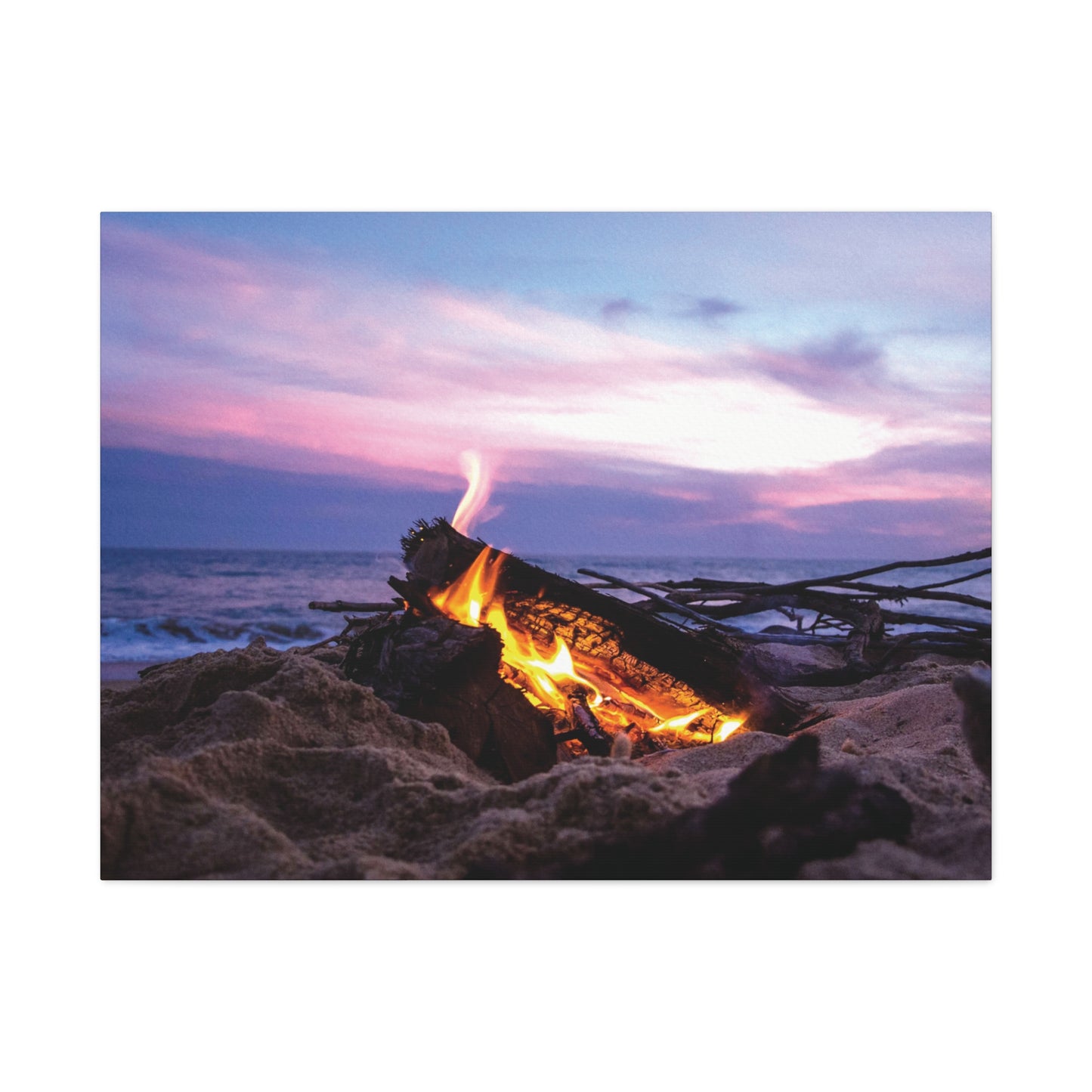 Canvas Wall Art -- Beach Campfire Sunset
