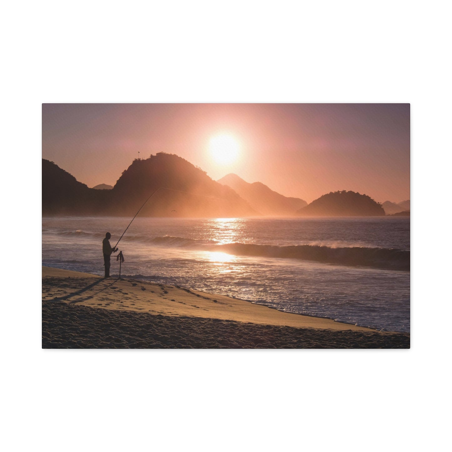 Fishing Sunset Canvas Print – Coastal Wall Art
