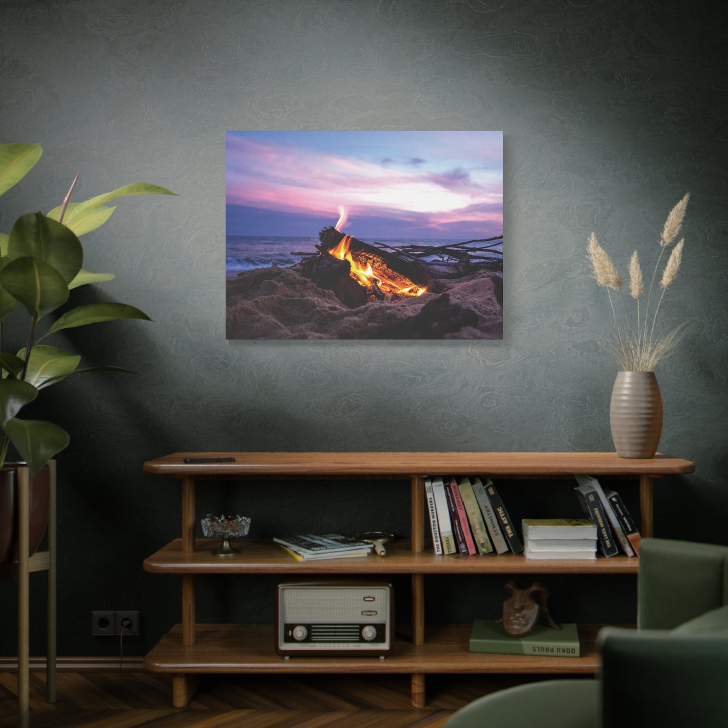 Canvas Wall Art -- Beach Campfire Sunset