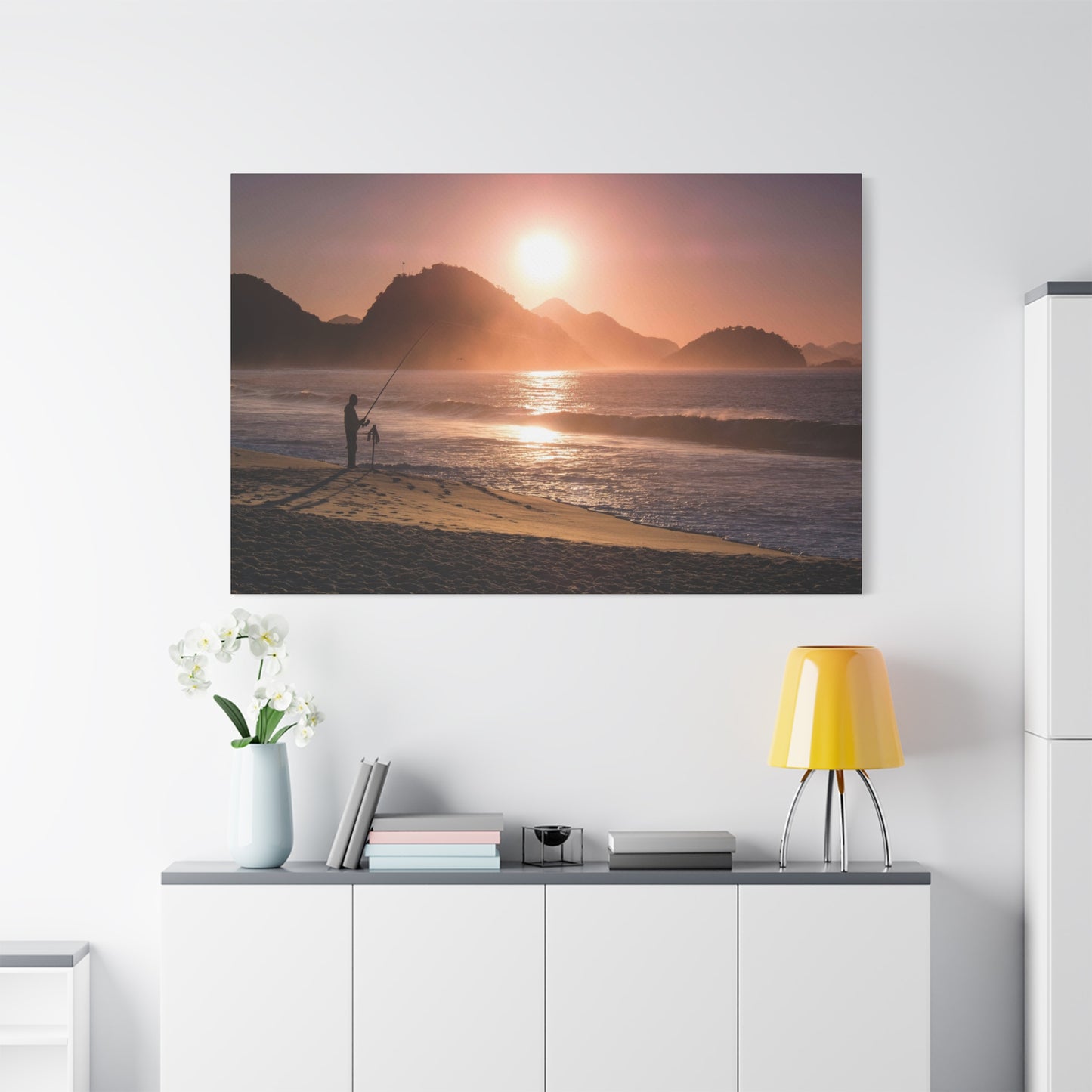 Fishing Sunset Canvas Print – Coastal Wall Art