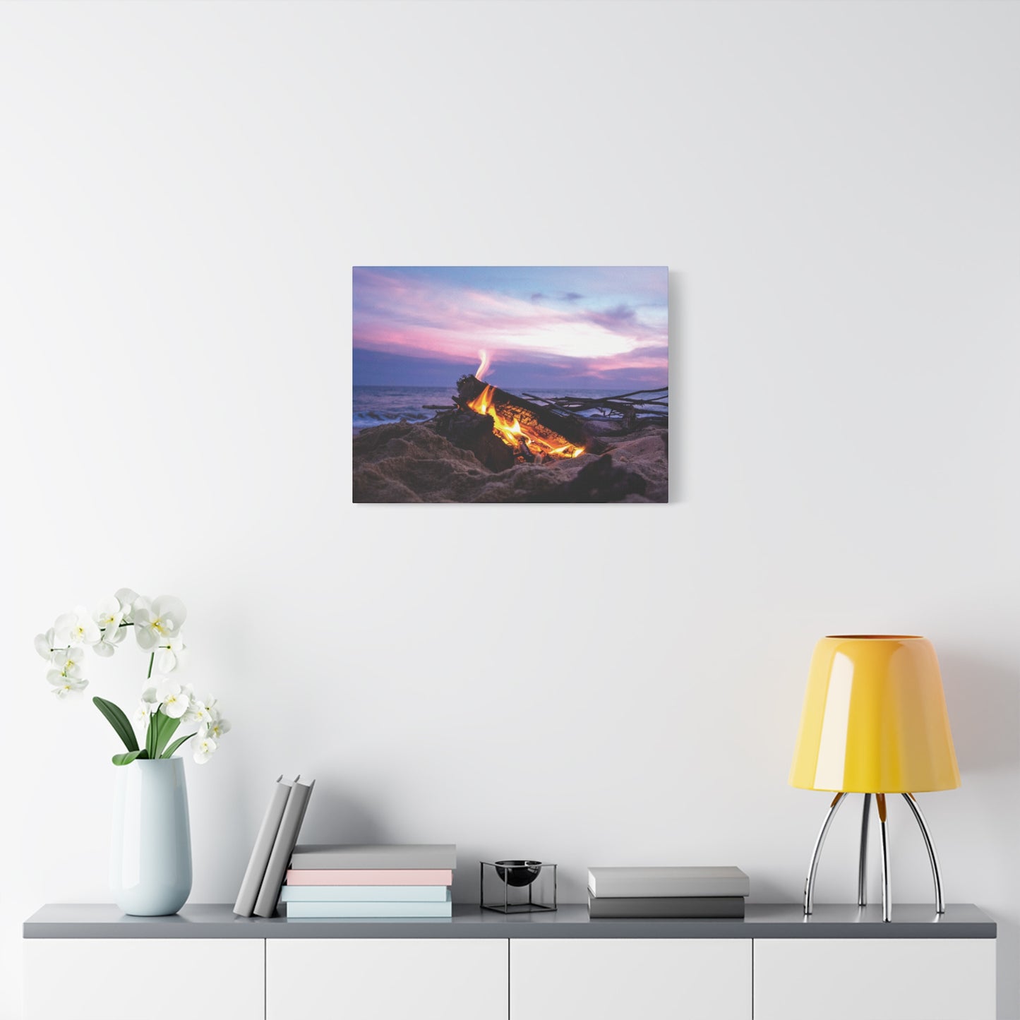 Canvas Wall Art -- Beach Campfire Sunset