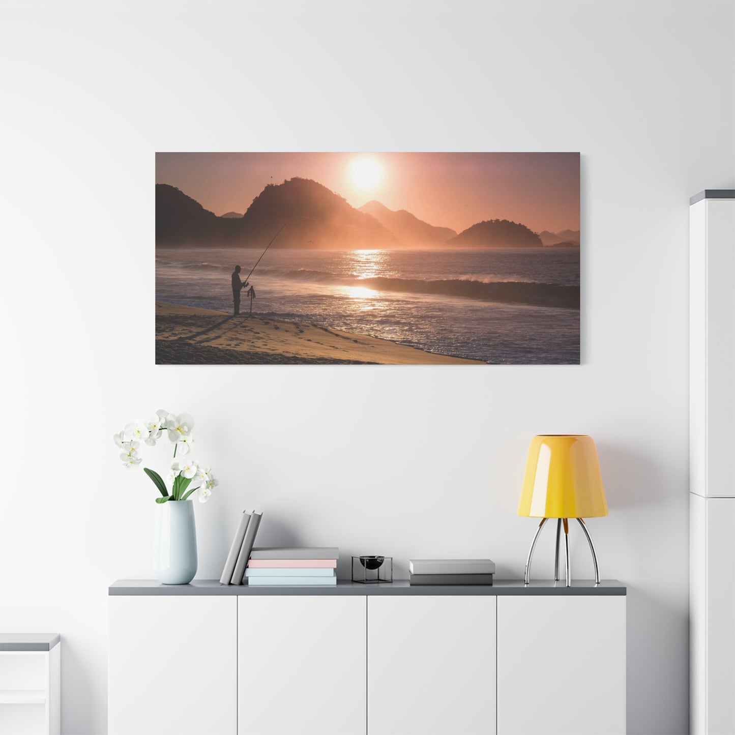 Fishing Sunset Canvas Print – Coastal Wall Art