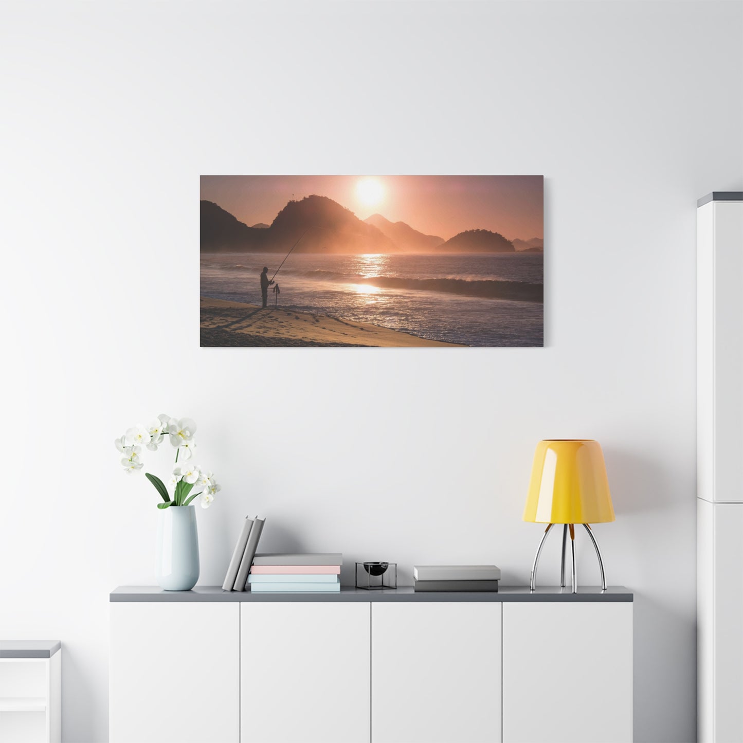 Fishing Sunset Canvas Print – Coastal Wall Art