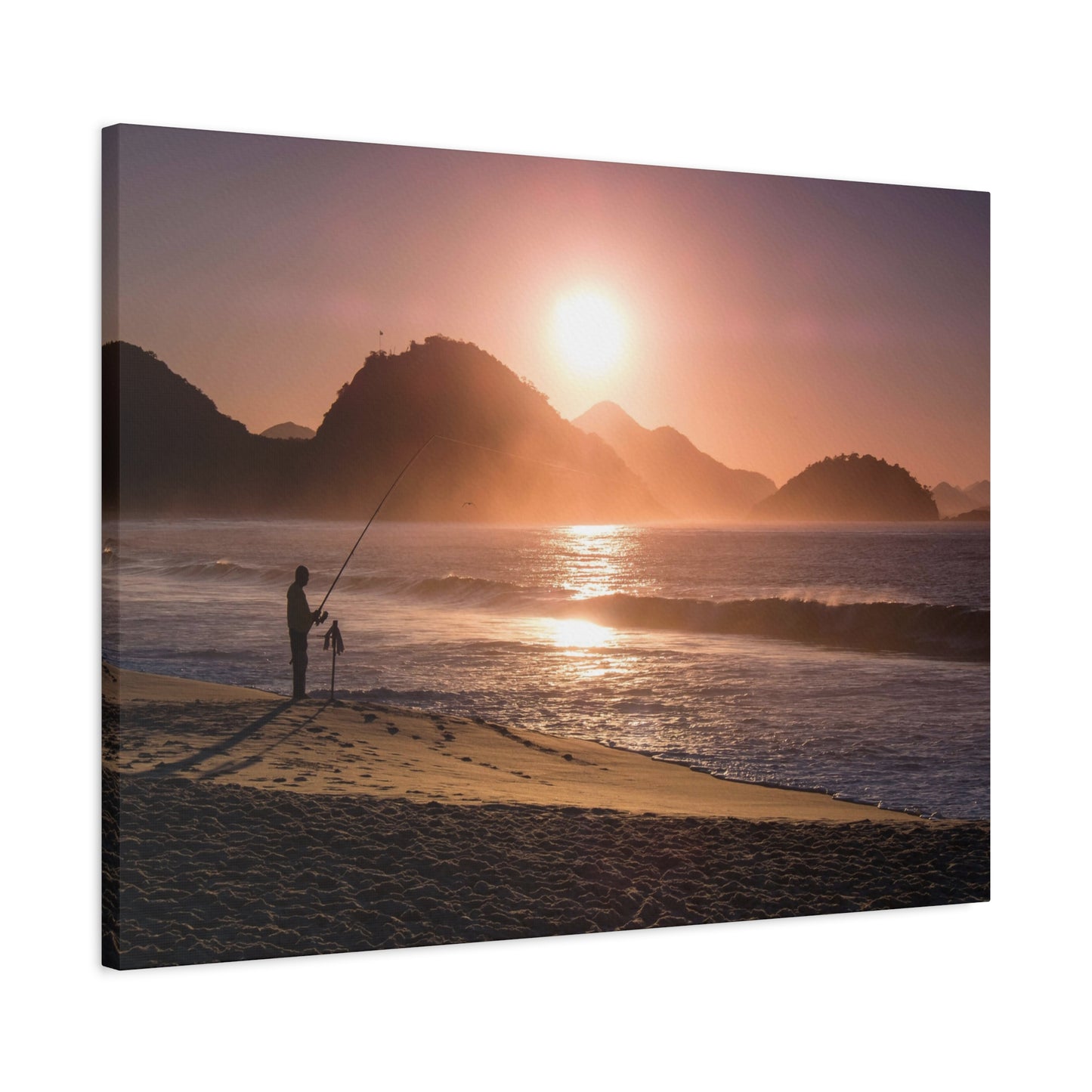 Fishing Sunset Canvas Print – Coastal Wall Art