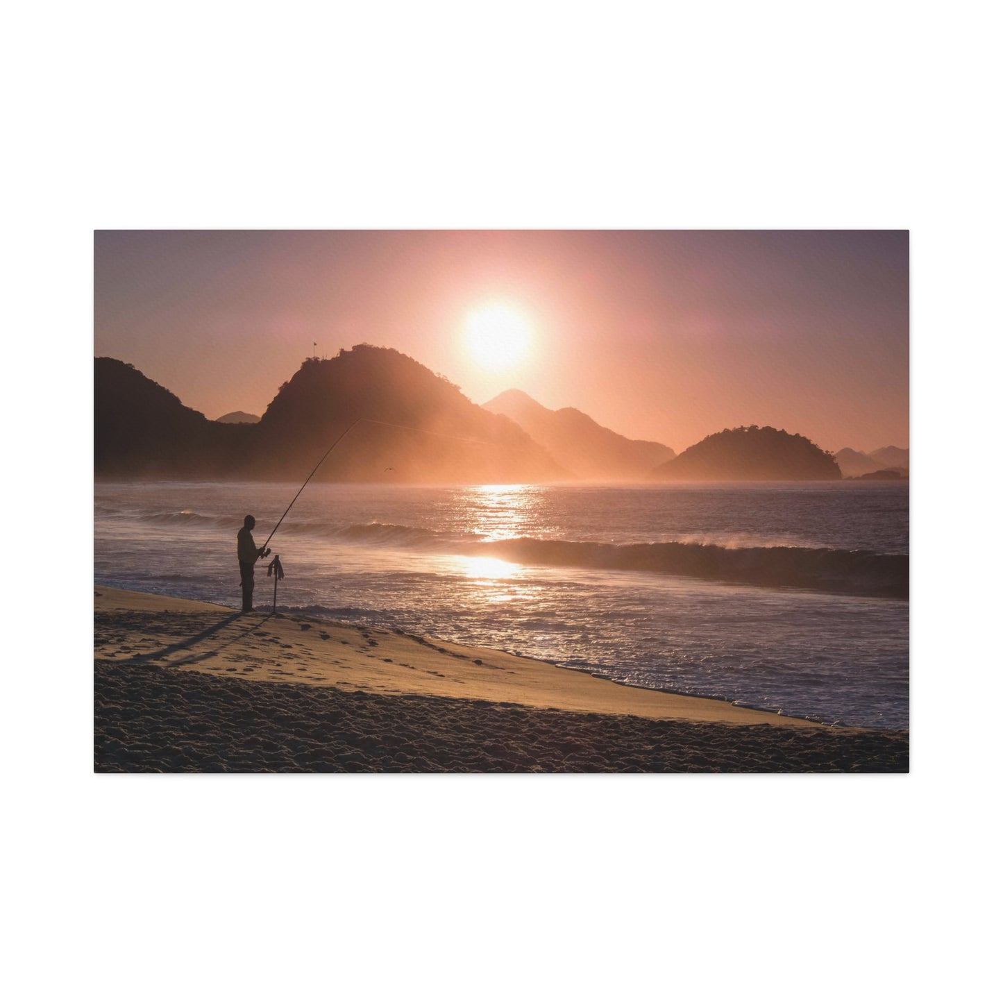 Fishing Sunset Canvas Print – Coastal Wall Art