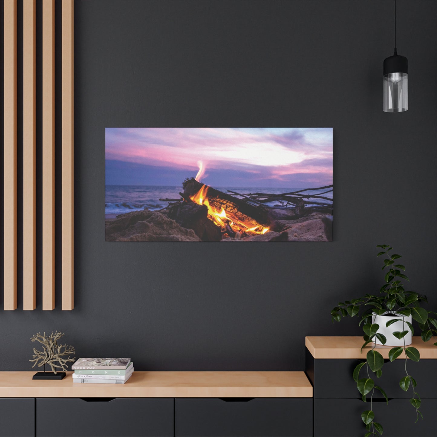 Canvas Wall Art -- Beach Campfire Sunset
