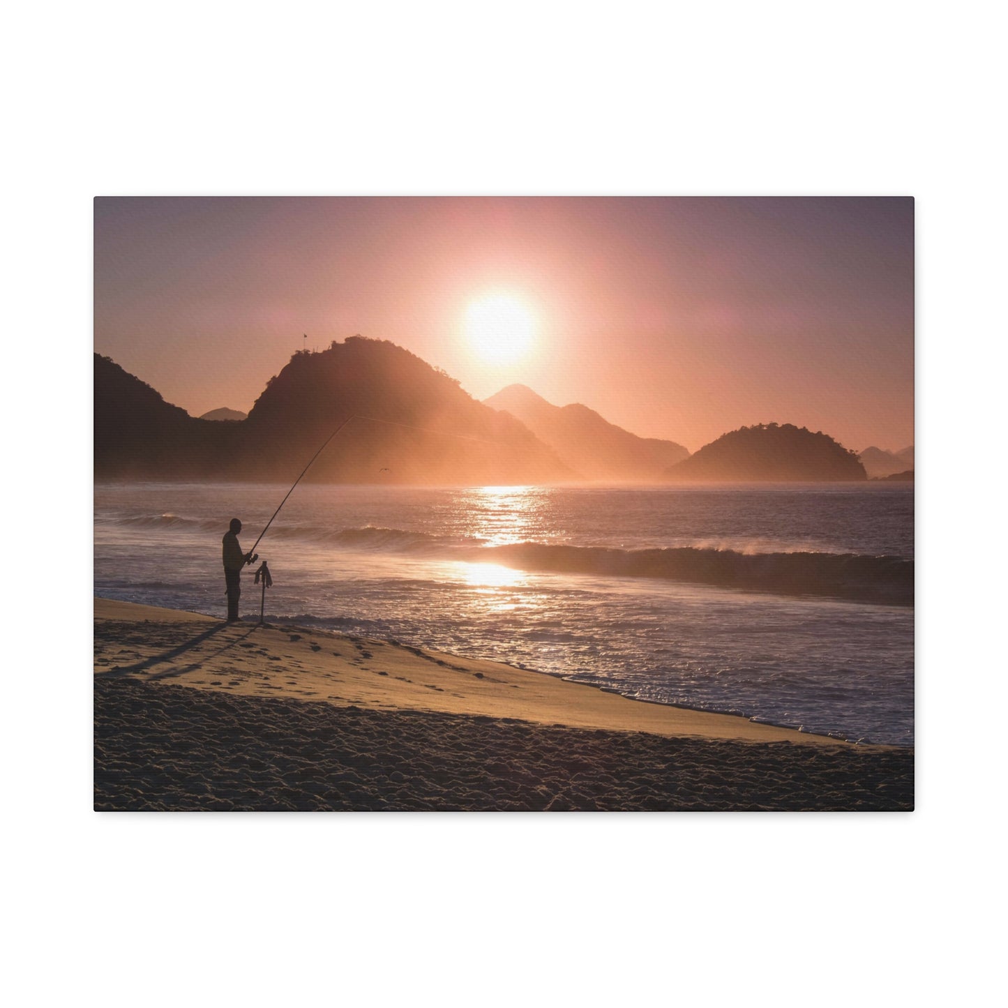 Fishing Sunset Canvas Print – Coastal Wall Art