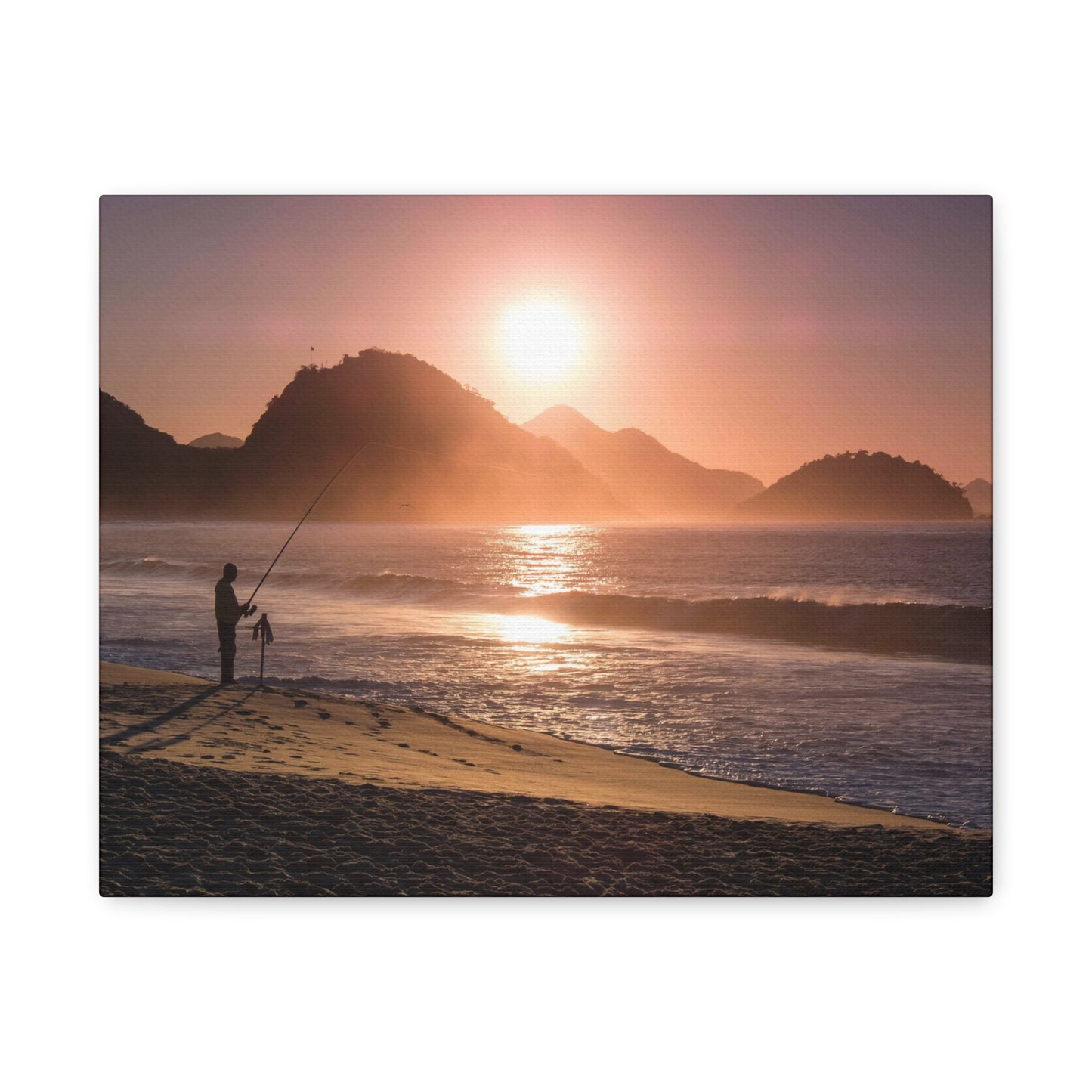 Fishing Sunset Canvas Print – Coastal Wall Art