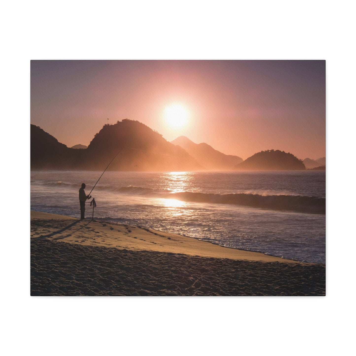 Fishing Sunset Canvas Print – Coastal Wall Art