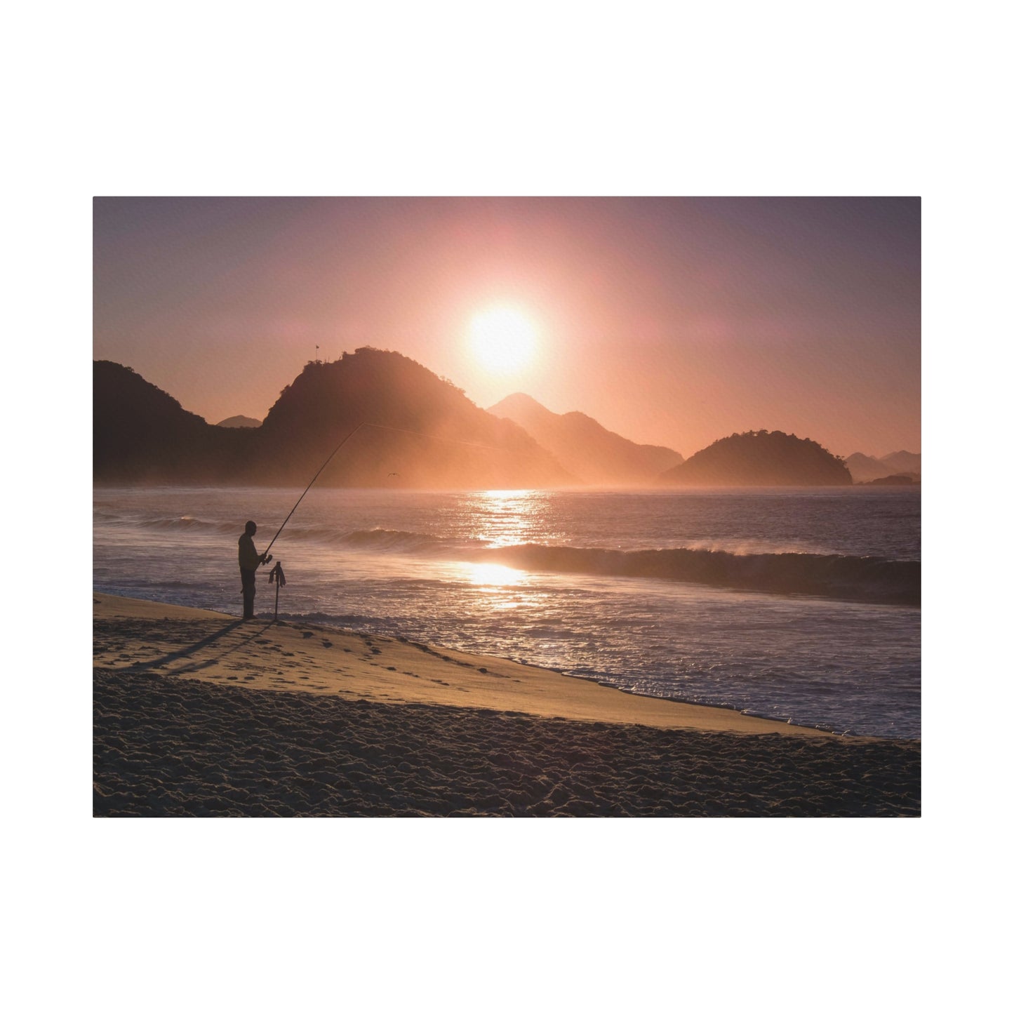 Fishing Sunset Canvas Print – Coastal Wall Art