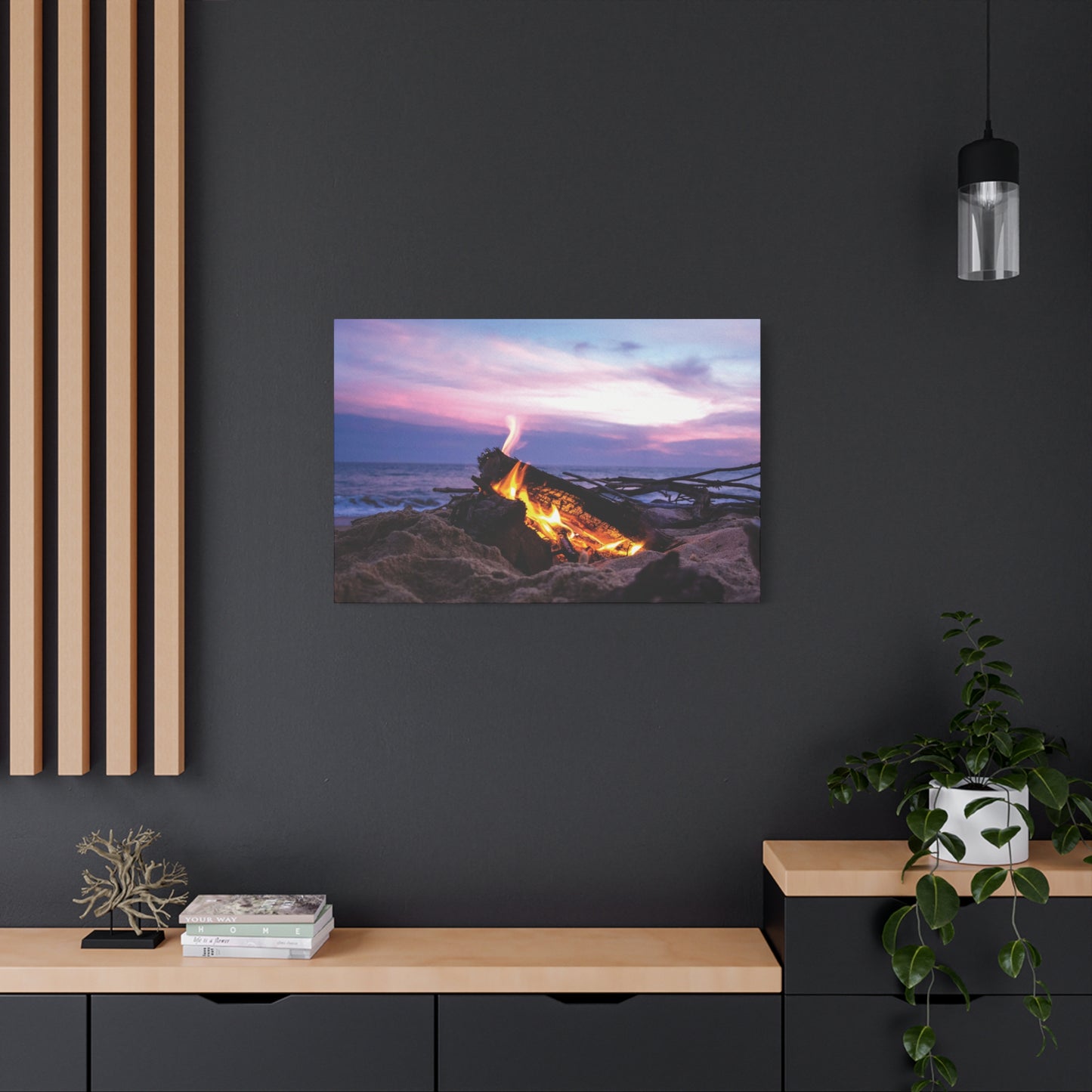 Canvas Wall Art -- Beach Campfire Sunset