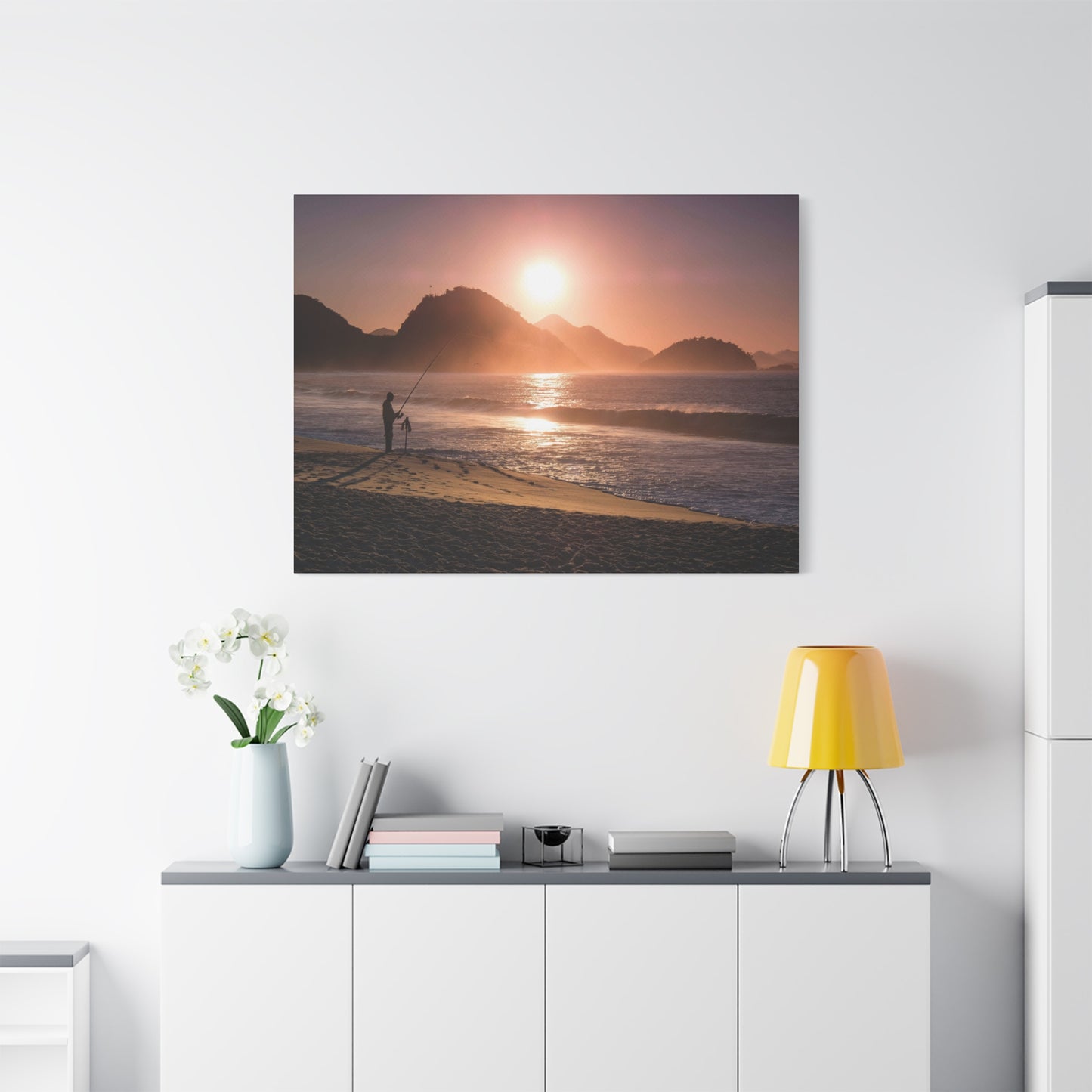 Fishing Sunset Canvas Print – Coastal Wall Art