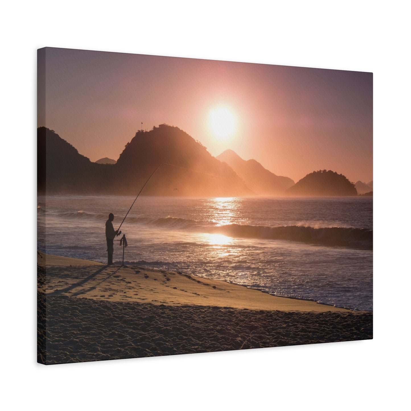 Fishing Sunset Canvas Print – Coastal Wall Art
