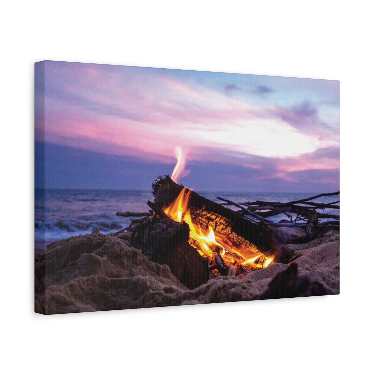 Canvas Wall Art -- Beach Campfire Sunset