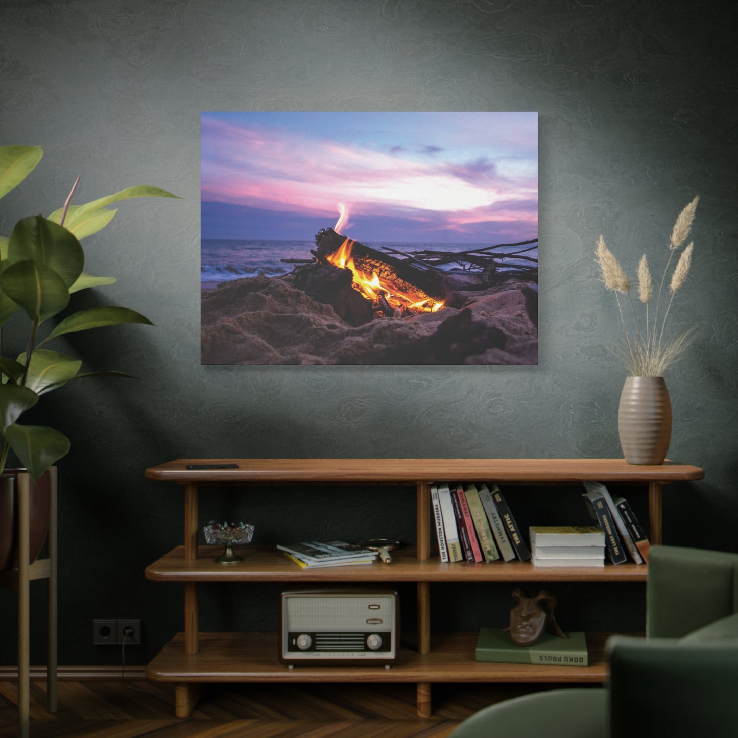 Canvas Wall Art -- Beach Campfire Sunset