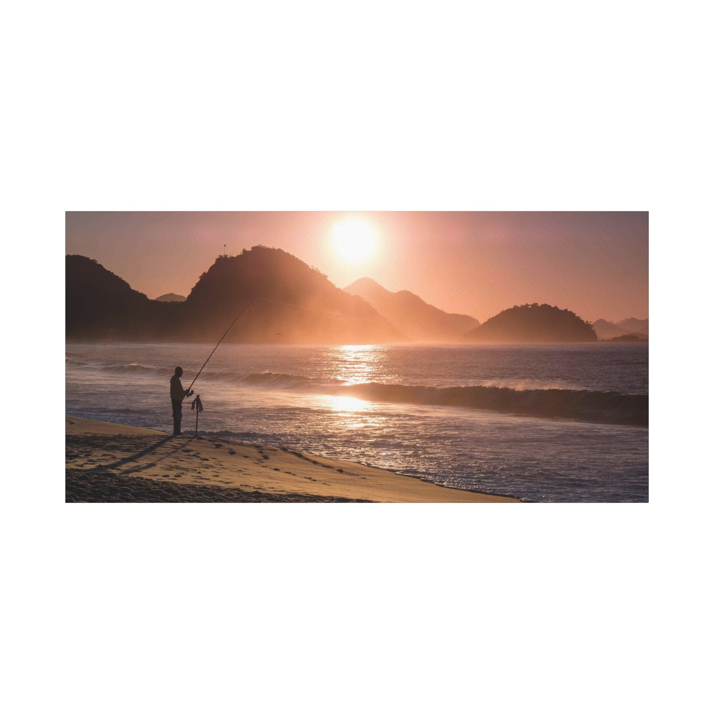 Fishing Sunset Canvas Print – Coastal Wall Art