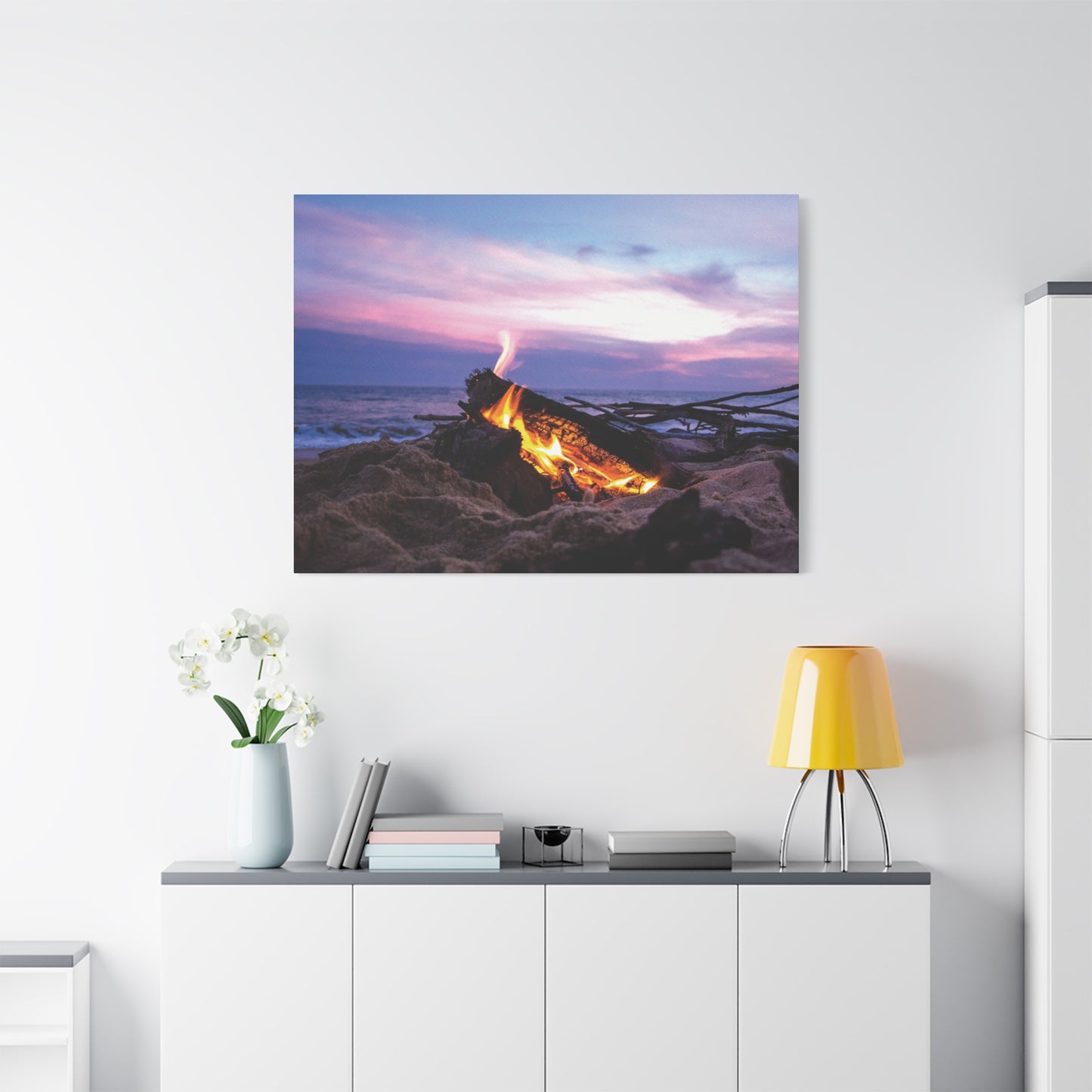 Canvas Wall Art -- Beach Campfire Sunset