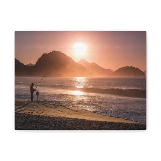 Fishing Sunset Canvas Print – Coastal Wall Art