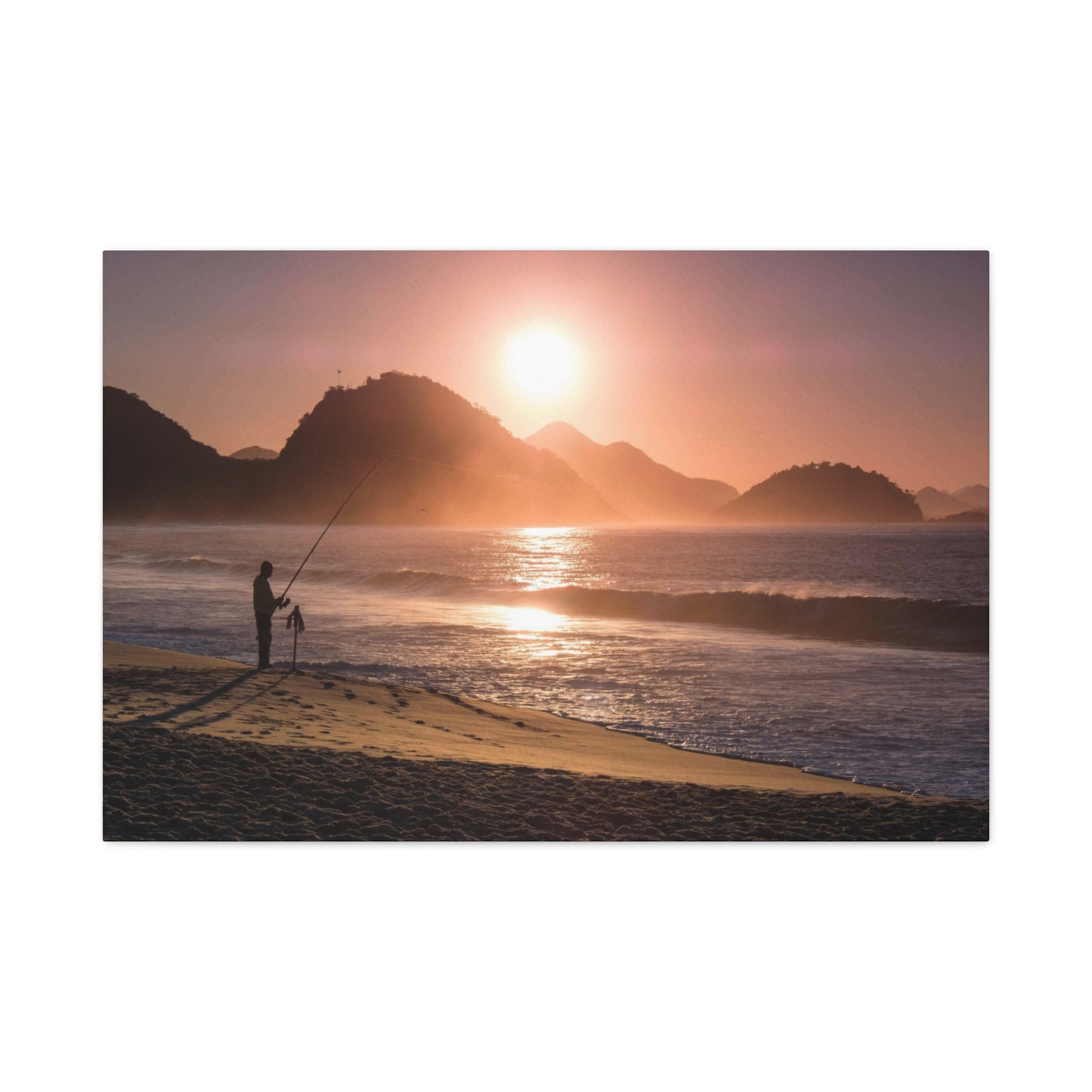 Fishing Sunset Canvas Print – Coastal Wall Art