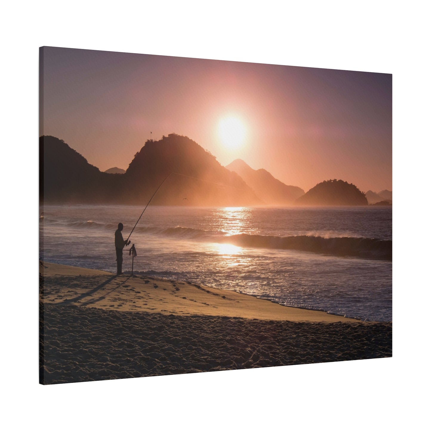 Fishing Sunset Canvas Print – Coastal Wall Art