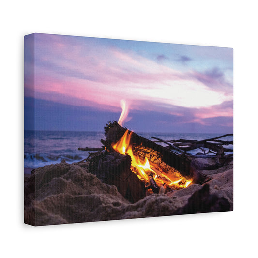 Canvas Wall Art -- Beach Campfire Sunset