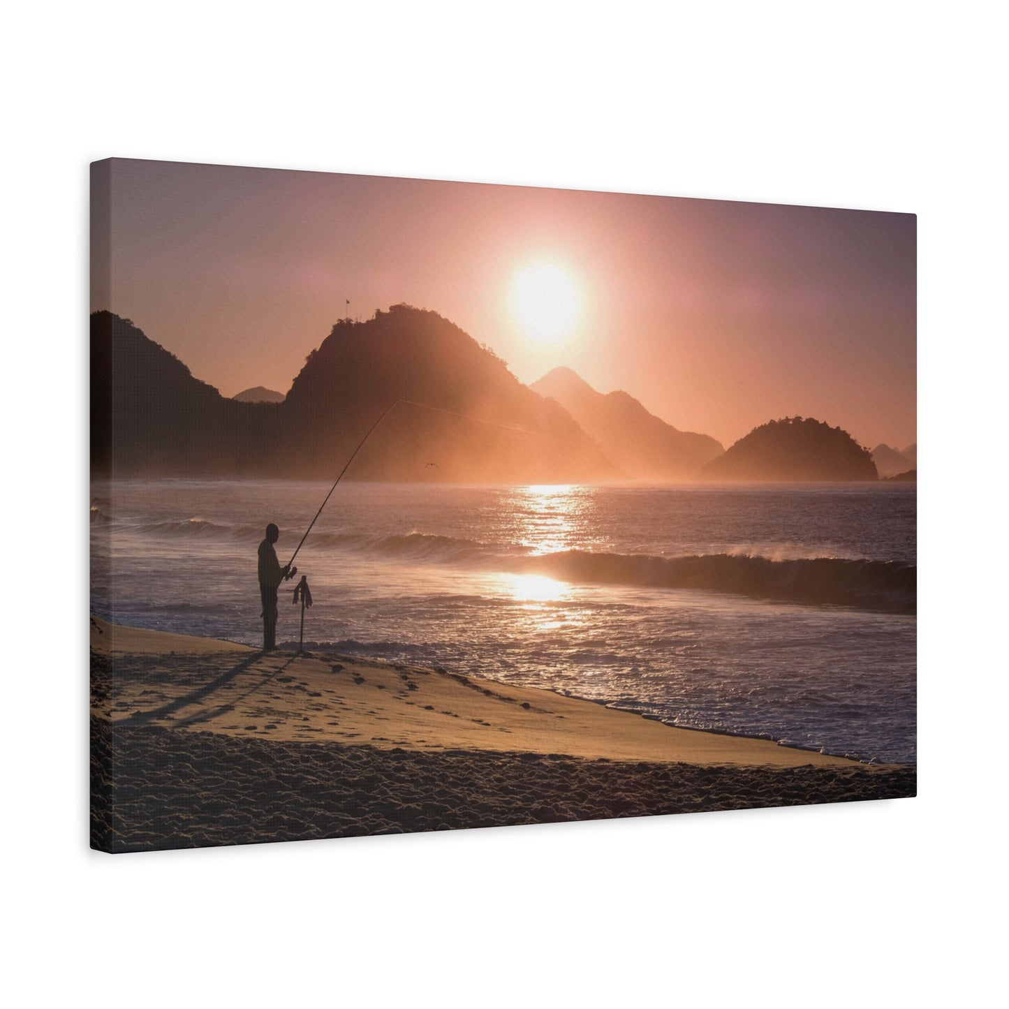 Fishing Sunset Canvas Print – Coastal Wall Art