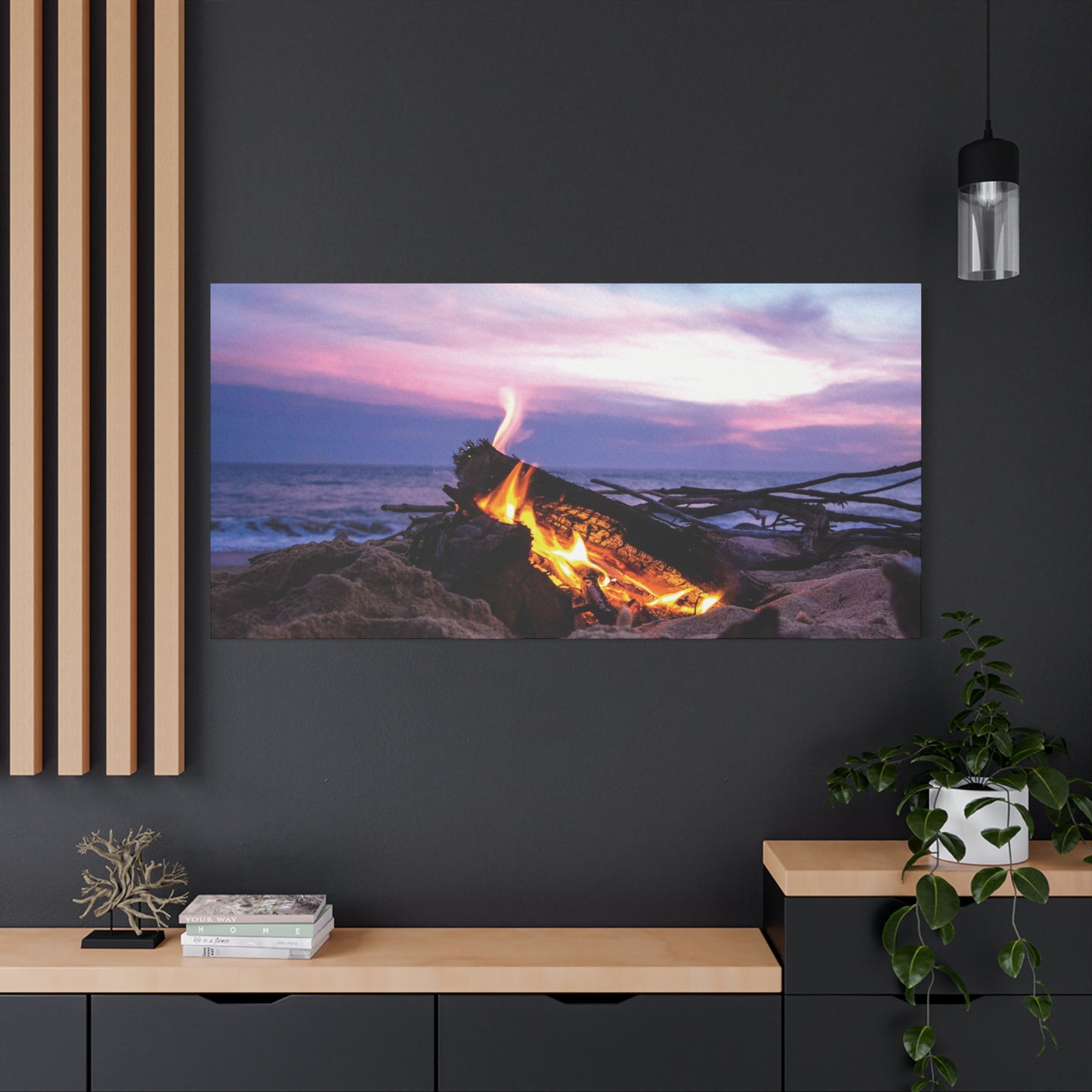 Canvas Wall Art -- Beach Campfire Sunset